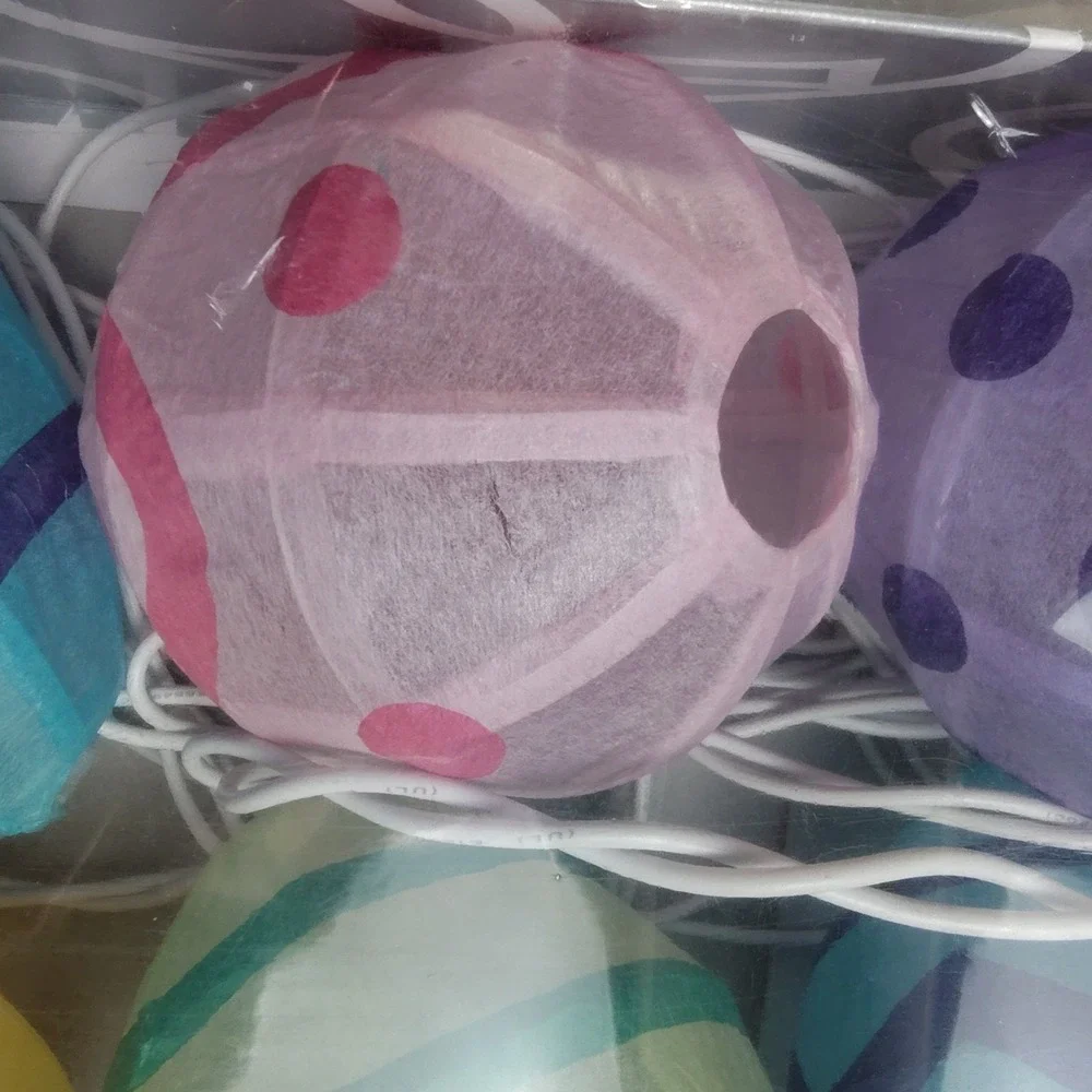 Department 56 Easter Egg String Of Lights Paper Egg Lanterns Set of 10 USED READ